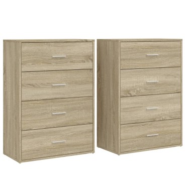 vidaXL Βοηθητικά Ντουλάπια 2 τεμ. Sonoma Δρυς 60x31x84cm Επεξ. Ξύλο
