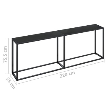 vidaXL Τραπέζι Κονσόλα Μαύρο 220x35x75,5cm από Ψημένο Γυαλί 1 τεμ.