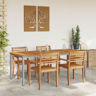 vidaXL Τραπεζάκι Κήπου 200x90x75cm από Μασίφ Ξύλο Ακακίας και Μέταλλο 1 τεμ.