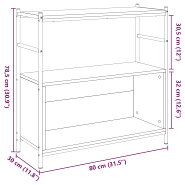 vidaXL Βιβλιοθήκη Μαύρη Δρυς 80x30x78,5cm Κατασκευασμένο Ξύλο 1 τεμ.