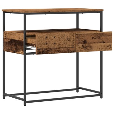 vidaXL Τραπέζι κονσόλας Παλιό Ξύλο 75x40x75cm Συνθετικό Ξύλο και Χάλυβας 1 τεμ.