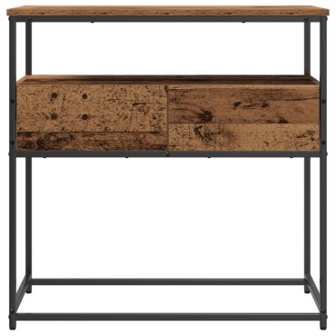 vidaXL Τραπέζι κονσόλας Παλιό Ξύλο 75x40x75cm Συνθετικό Ξύλο και Χάλυβας 1 τεμ.