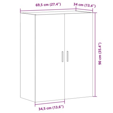 vidaXL Κρεμαστό Ντουλάπι Μαύρο Δρυς 69,5x34x90cm από Επεξεργασμένο Ξύλο 1 τεμ.
