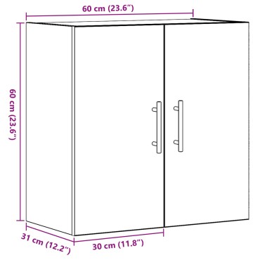 vidaXL Ντουλάπα Τοίχου Μαύρη Δρυς 60x31x70cm Κατασκευασμένο ξύλο 1 τεμ.