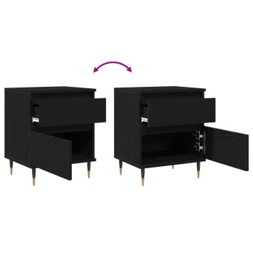 vidaXL Κομοδίνο Μαύρο Δρυς 40x35x50cm Επεξεργασμένο ξύλο 1 τεμ.
