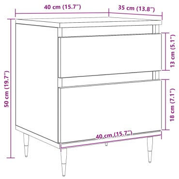 vidaXL Κομοδίνο Μαύρο Δρυς 40x35x50cm Επεξεργασμένο ξύλο 1 τεμ.