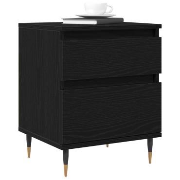 vidaXL Κομοδίνο Μαύρο Δρυς 40x35x50cm Επεξεργασμένο ξύλο 1 τεμ.