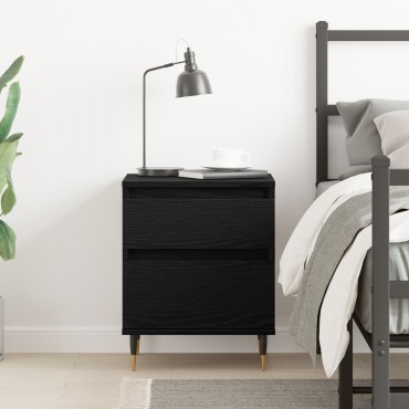 vidaXL Κομοδίνο Μαύρο Δρυς 40x35x50cm Επεξεργασμένο ξύλο 1 τεμ.