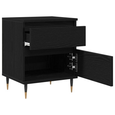 vidaXL Κομοδίνο Μαύρο Δρυς 40x35x50cm Επεξεργασμένο ξύλο 1 τεμ.