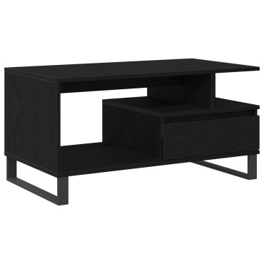 vidaXL Τραπέζι Σαλονιού Μαύρο Καπλαμά 90x49x45cm Επεξεργασμένου Ξύλου 1 τεμ.