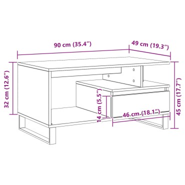 vidaXL Τραπέζι Σαλονιού Μαύρο Καπλαμά 90x49x45cm Επεξεργασμένου Ξύλου 1 τεμ.