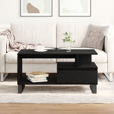 vidaXL Τραπέζι Σαλονιού Μαύρο Καπλαμά 90x49x45cm Επεξεργασμένου Ξύλου 1 τεμ.