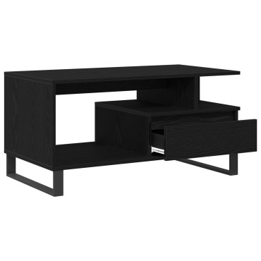 vidaXL Τραπέζι Σαλονιού Μαύρο Καπλαμά 90x49x45cm Επεξεργασμένου Ξύλου 1 τεμ.