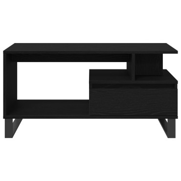 vidaXL Τραπέζι Σαλονιού Μαύρο Καπλαμά 90x49x45cm Επεξεργασμένου Ξύλου 1 τεμ.