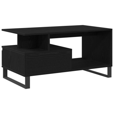 vidaXL Τραπέζι Σαλονιού Μαύρο Καπλαμά 90x49x45cm Επεξεργασμένου Ξύλου 1 τεμ.