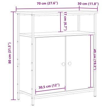 vidaXL Μπουφές Μαύρο Δρυς 70x30x80cm από Κατασκευασμένο Ξύλο 1 τεμ.