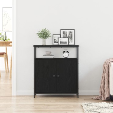 vidaXL Μπουφές Μαύρο Δρυς 70x30x80cm από Κατασκευασμένο Ξύλο 1 τεμ.