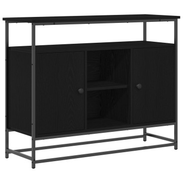 vidaXL Μπουφές Μαύρο Δρυς 100x35x80cm Επεξεργασμένο Ξύλο και Ατσάλι 1 τεμ.