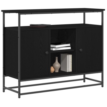 vidaXL Μπουφές Μαύρο Δρυς 100x35x80cm Επεξεργασμένο Ξύλο και Ατσάλι 1 τεμ.