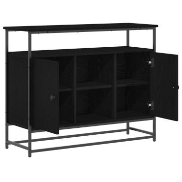 vidaXL Μπουφές Μαύρο Δρυς 100x35x80cm Επεξεργασμένο Ξύλο και Ατσάλι 1 τεμ.