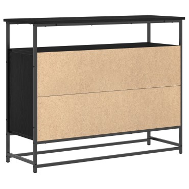 vidaXL Μπουφές Μαύρο Δρυς 100x35x80cm Επεξεργασμένο Ξύλο και Ατσάλι 1 τεμ.