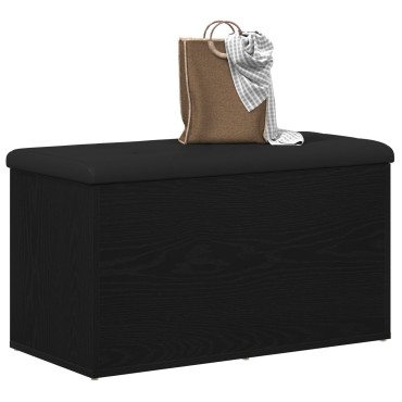 vidaXL Παγκάκι Αποθήκευσης Μαύρο Δρυς 80x40x45cm Μηχανικά Κατασκευασμένο Ξύλο 1 τεμ.