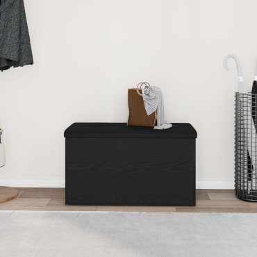 vidaXL Παγκάκι Αποθήκευσης Μαύρο Δρυς 80x40x45cm Μηχανικά Κατασκευασμένο Ξύλο 1 τεμ.