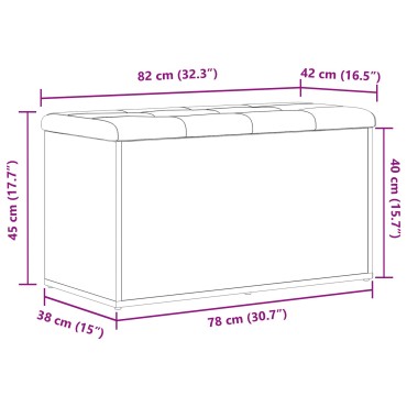 vidaXL Παγκάκι Αποθήκευσης Μαύρο Δρυς 80x40x45cm Μηχανικά Κατασκευασμένο Ξύλο 1 τεμ.