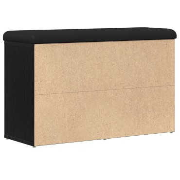 vidaXL Παγκάκι Αποθήκευσης Μαύρη Κέδρος 80x30x48cm Συνθετικό Ξύλο 1 τεμ.
