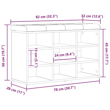 vidaXL Παγκάκι Αποθήκευσης Μαύρη Κέδρος 80x30x48cm Συνθετικό Ξύλο 1 τεμ.