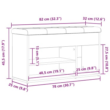 vidaXL Παγκάκι Αποθήκευσης Μαύρο Δρυς 80x30x45cm Συνθετικό Ξύλο 1 τεμ.