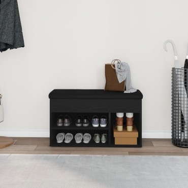 vidaXL Παγκάκι Αποθήκευσης Μαύρο Δρυς 80x30x45cm Συνθετικό Ξύλο 1 τεμ.