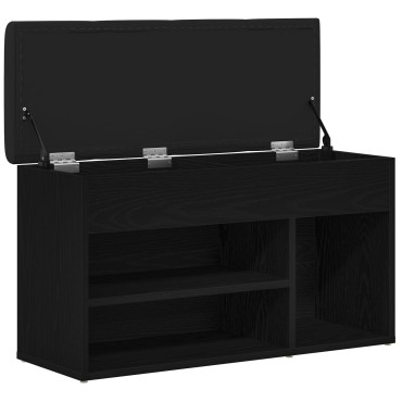 vidaXL Παγκάκι Αποθήκευσης Μαύρο Δρυς 80x30x45cm Συνθετικό Ξύλο 1 τεμ.