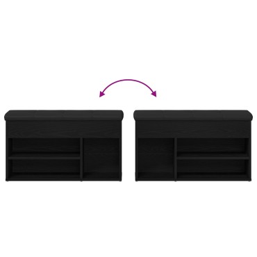 vidaXL Παγκάκι Αποθήκευσης Μαύρο Δρυς 80x30x45cm Συνθετικό Ξύλο 1 τεμ.