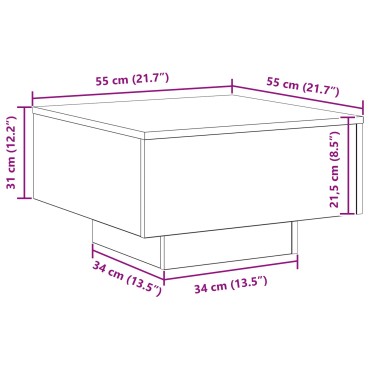 vidaXL Τραπέζι Σαλονιού Artisian από Δρυό 55x55x31cm Φτιαγμένο από ξύλο 1 τεμ.