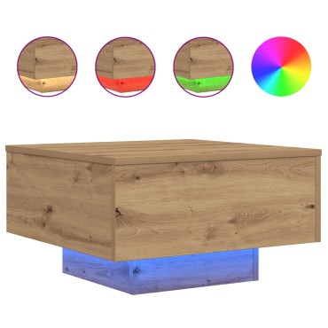 vidaXL Τραπέζι Καφέ με LED Φώτα Artisan Oak 55x55x31 εκ 1 τεμ.