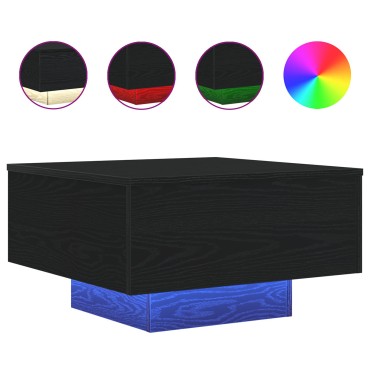 vidaXL Τραπεζάκι σαλονιού με LED φώτα Μαύρο Δρυς 55x55x31cm 1 τεμ.