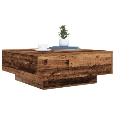 vidaXL Τραπεζάκι καφέ με LED φώτα παλιού ξύλου 80x80x31cm 1 τεμ.