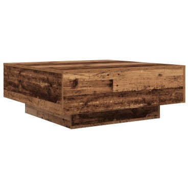 vidaXL Τραπεζάκι καφέ με LED φώτα παλιού ξύλου 80x80x31cm 1 τεμ.