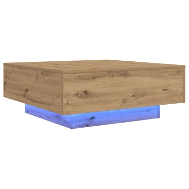 vidaXL Τραπεζάκι σαλονιού με LED φώτα από ξύλο Artisan 80x80x31 εκ 1 τεμ.