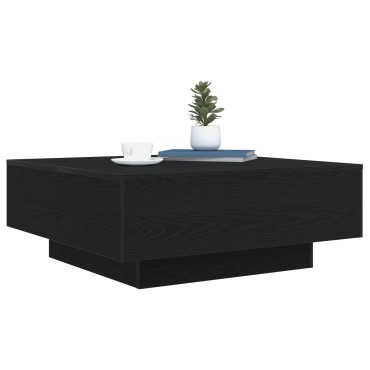 vidaXL Τραπεζάκι σαλονιού με LED φώτα Μαύρο Δρυς 80x80x31cm 1 τεμ.