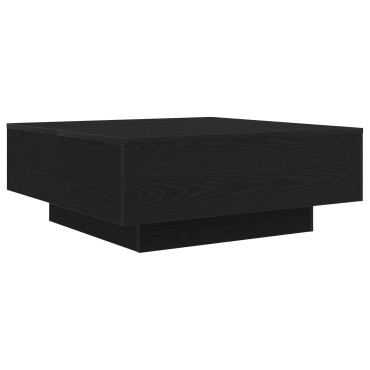 vidaXL Τραπεζάκι σαλονιού με LED φώτα Μαύρο Δρυς 80x80x31cm 1 τεμ.