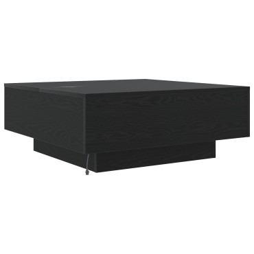 vidaXL Τραπεζάκι σαλονιού με LED φώτα Μαύρο Δρυς 80x80x31cm 1 τεμ.