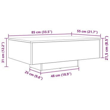 vidaXL Τραπέζι σαλονιού με LED φώτα Artisan Oak 85x55x31 εκ 1 τεμ.