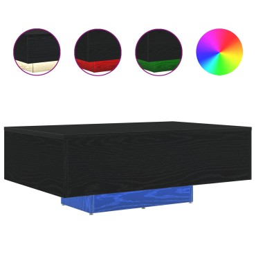 vidaXL Τραπεζάκι Σαλονιού με LED Φώτα Μαύρη Δρυς 85x55x31cm 1 τεμ.