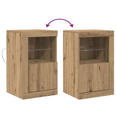vidaXL Τραπέζι με LED φώτα Artisan Oak 41x37x67cm