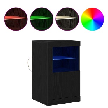 vidaXL Σαλονάκι με LED Φώτα Μαύρη Δρυς 41x37x67cm