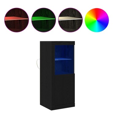 vidaXL Κονσόλα με LED Φώτα Μαύρο Δρυς 41x37x100cm 1 τεμ.