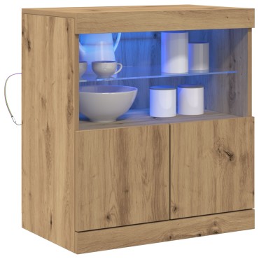 vidaXL Μπουφέ με LED Φώτα από Καρυδιά 60x37x67 εκ 1 τεμ.