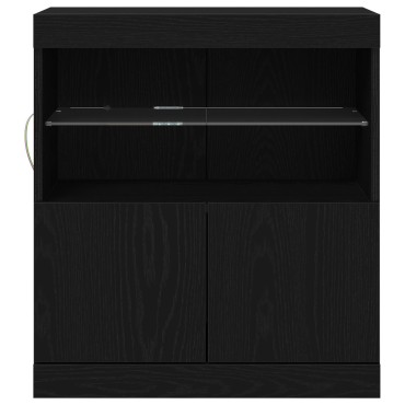 vidaXL Μπουφές με LED Φώτα Μαύρο Δρυς 60x37x67cm 1 τεμ.